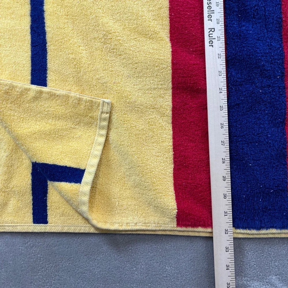 Vintage Ralph Lauren Beach Towel Striped Cotton USA Resort Coastal Preppy 64x35